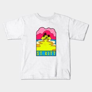 Saint Kitts Groovy Sunset 70's Hippie Hippy Vintage Nevis St. Kids T-Shirt